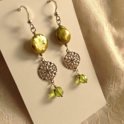 Orecchini PRINCESS in perle verdi e argento