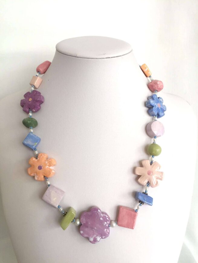 Girocollo  PRIMAVERA  con fiori in ceramica - immagine 7