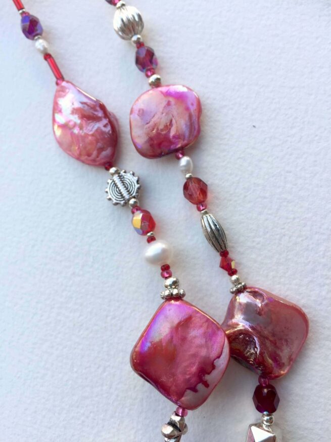 Collana LUMINOSA ROSSA in madreperla e Pietre dure - immagine 6