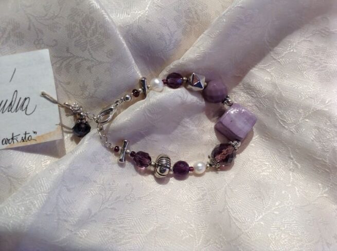 Bracciale VIOLA in ceramica e Pietre dure, regolabile - immagine 4