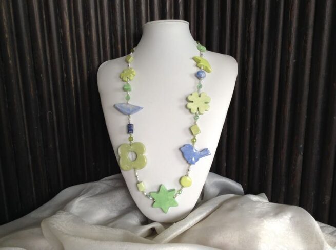 Collana MENTA verde e azzurra in ceramica - immagine 7