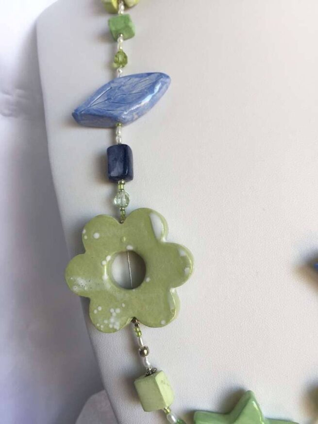 Collana MENTA verde e azzurra in ceramica - immagine 4