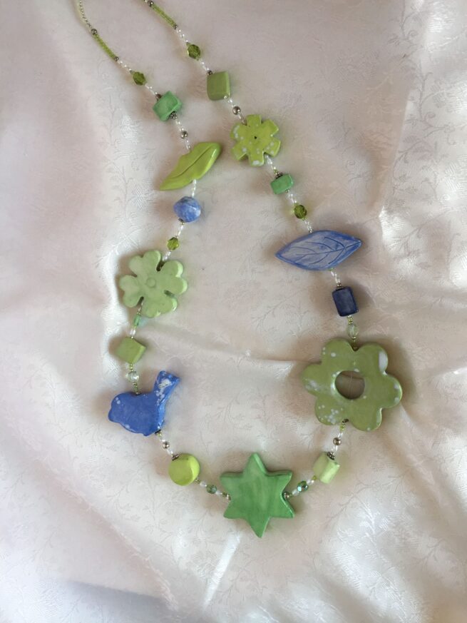 Collana MENTA verde e azzurra in ceramica - immagine 5
