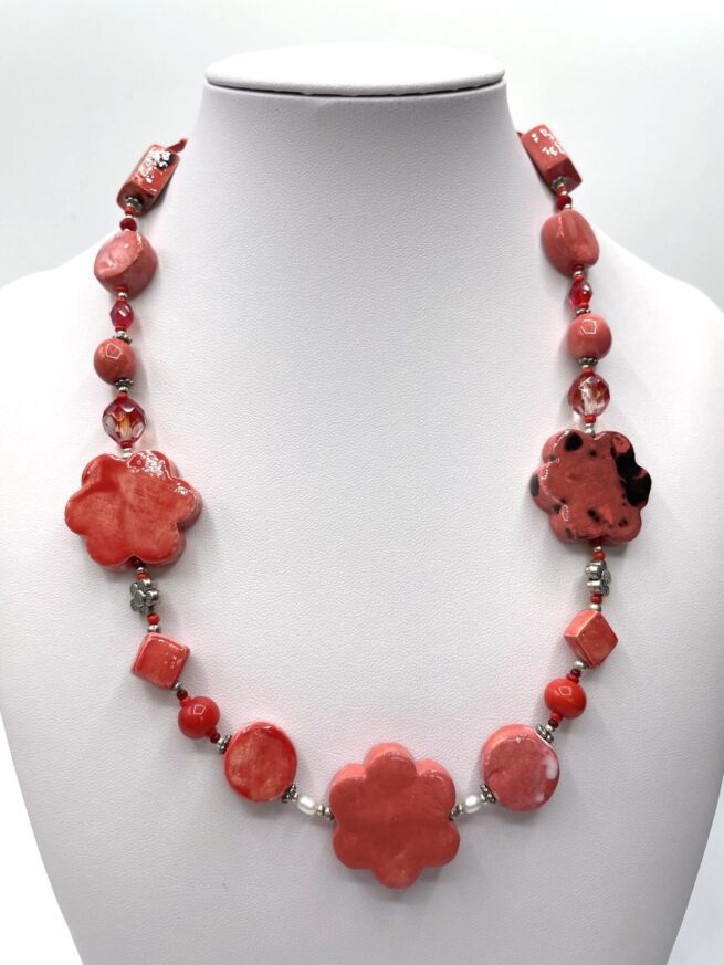 Collana LAVINIA rossa in ceramica, regolabile - immagine 5