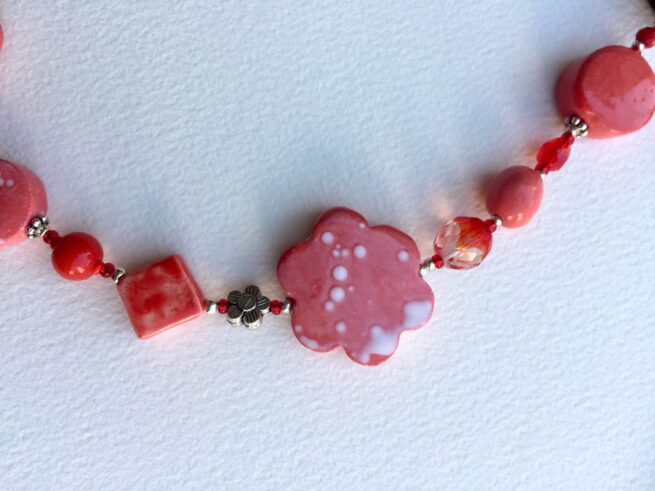 Collana LAVINIA rossa in ceramica, regolabile - immagine 7