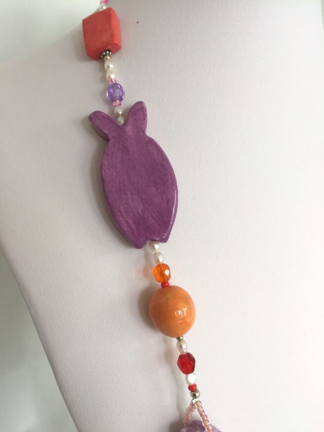 collana pesci ceramica nome Martinica particolare pesce viola