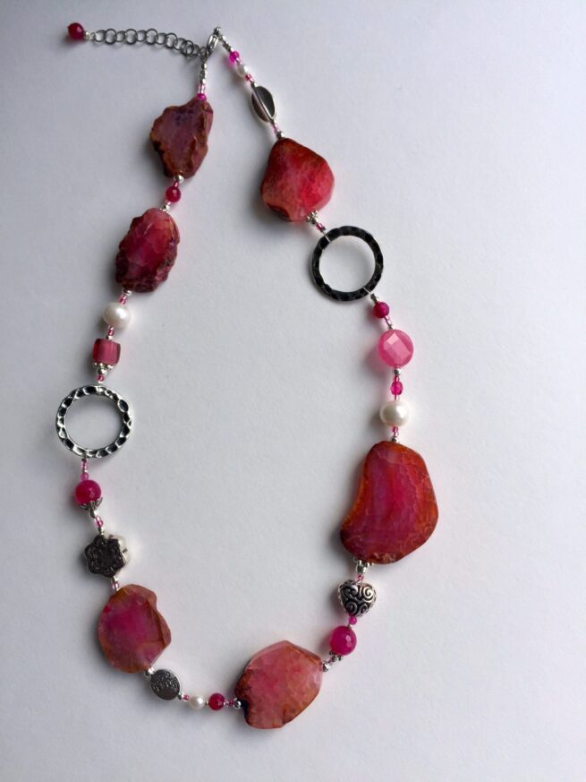 Collana Jaipur Rosa-Rossa in Pietre dure, regolabile - immagine 4