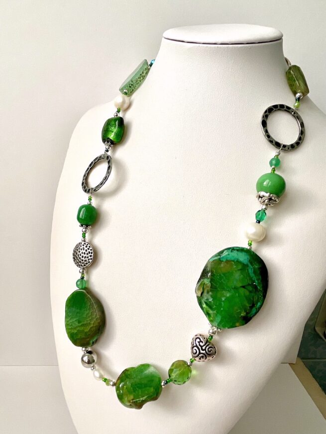 Collana verde in Pietre dure IRLANDA!  Regolabile - immagine 3