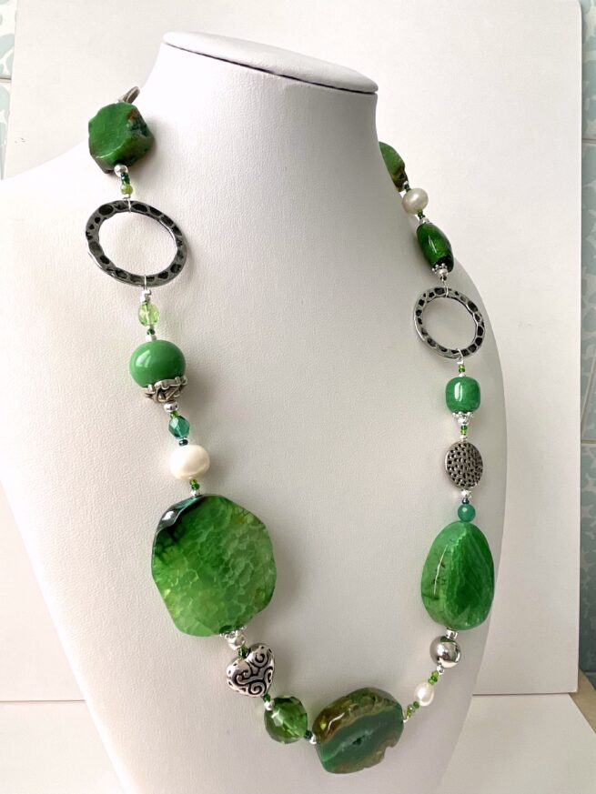 Collana verde in Pietre dure IRLANDA!  Regolabile - immagine 8