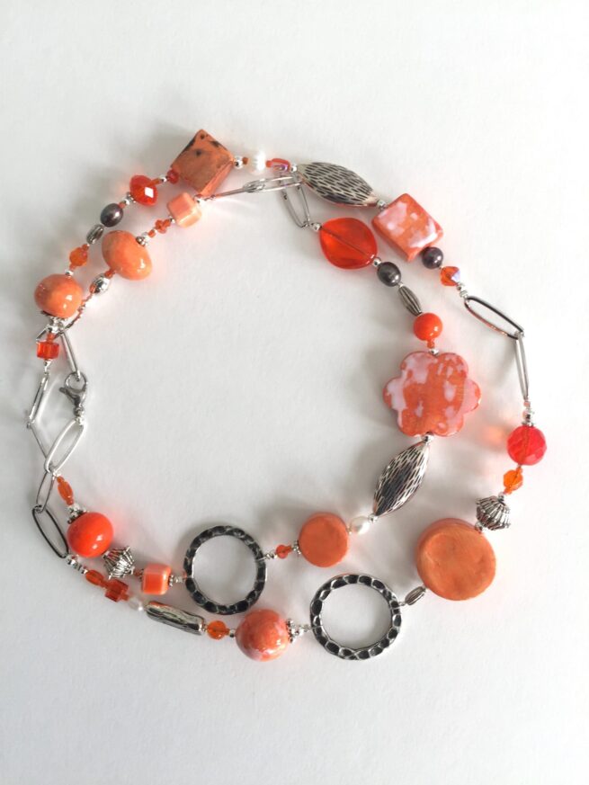 Collana POWER! arancione lunga in ceramica e acciaio - immagine 7