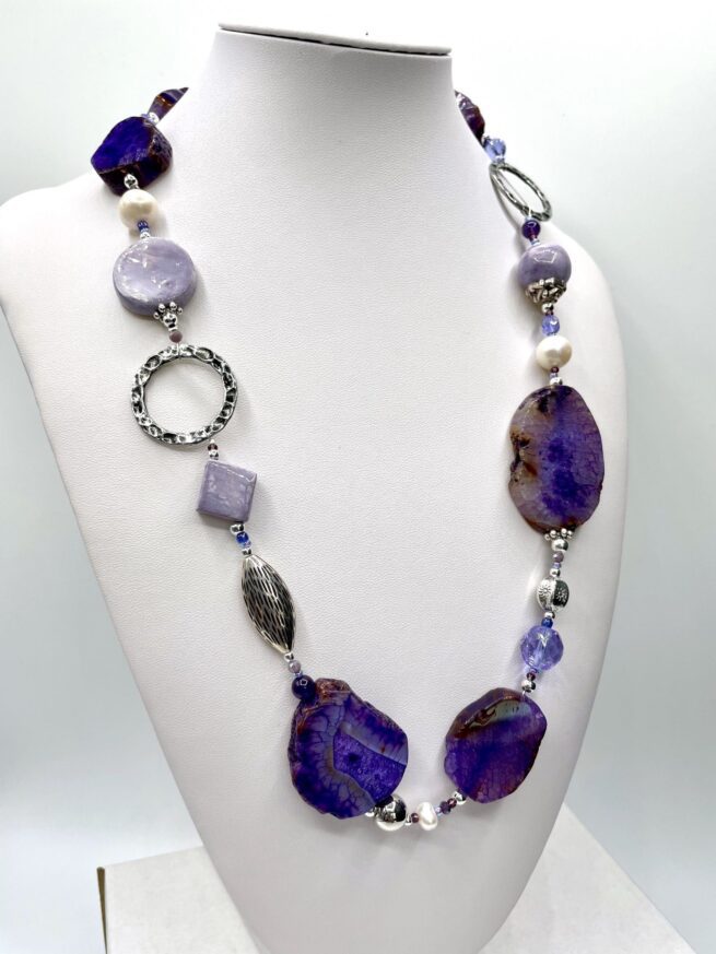 Collana IREOS viola in Pietre dure, regolabile - immagine 5
