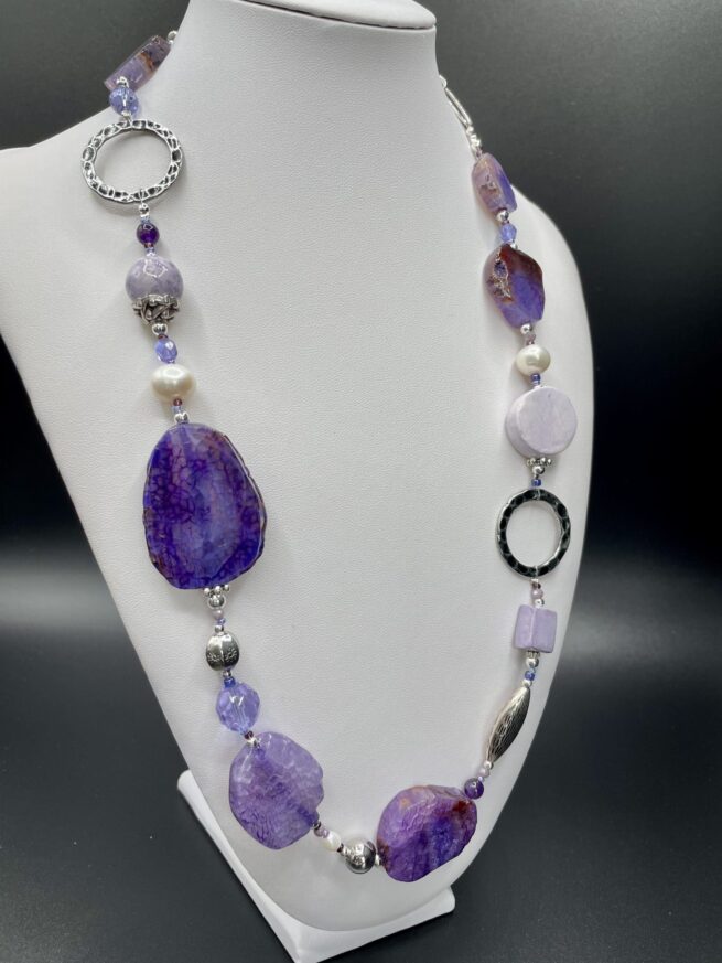 Collana IREOS viola in Pietre dure, regolabile - immagine 3