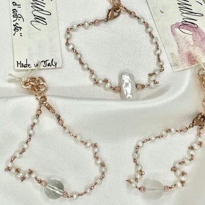 Set 3 Bracciali FIORI BIANCHI in Argento