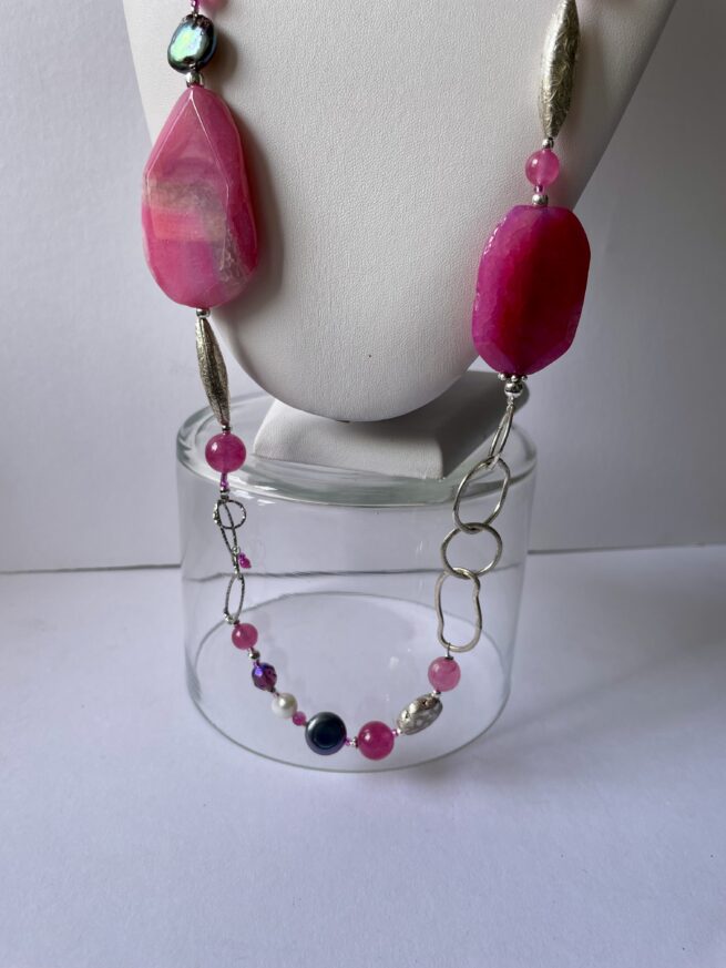 Collana rosa lunga in Pietre dure RASPBERRY CANDY - immagine 6