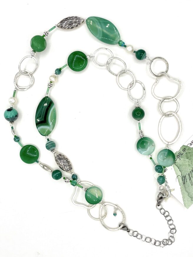 Collana verde lunga in pietre dure Prateria - immagine 6