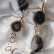 Collana VIENNA bianco-nero in argento Pietre dure  regolabile - immagine 5