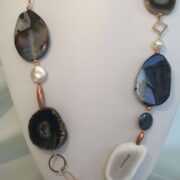 Collana VIENNA bianco-nero in argento Pietre dure  regolabile - immagine 9
