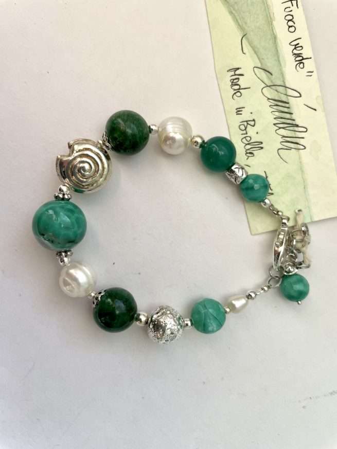 Bracciale verde in Pietre dure "Fuoco Verde" regolabile - immagine 5