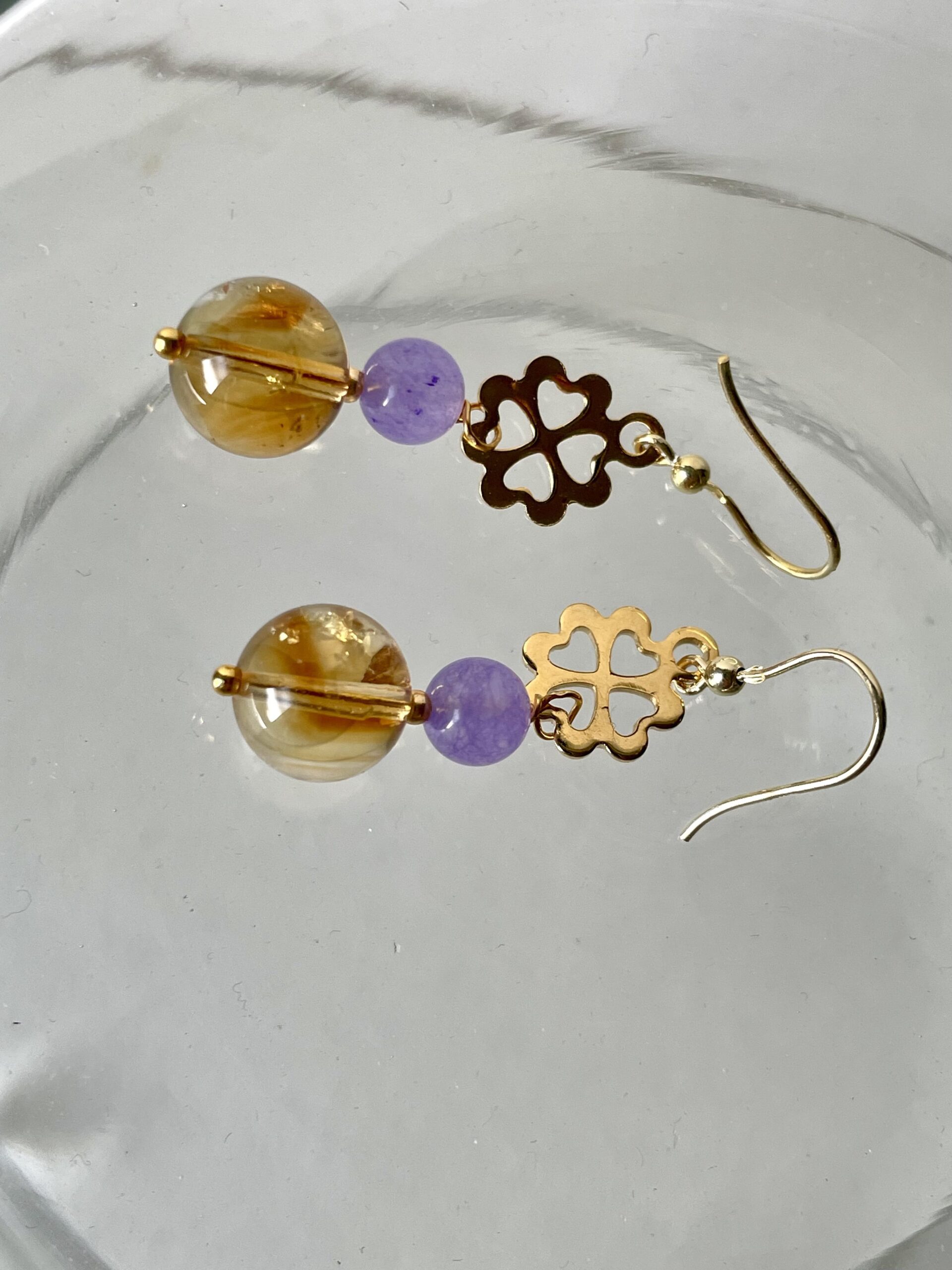 Orecchini in Pietre dure oro e lilla "Oro di Napoli" - immagine 3
