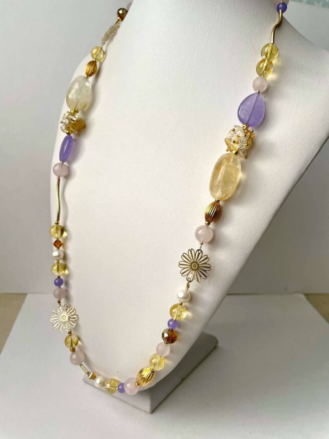 Collana lunga in Pietre dure oro rosa lilla L'ORO DI NAPOLI - immagine 4
