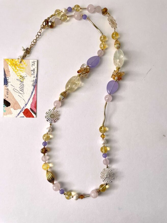 Collana lunga in Pietre dure oro rosa lilla L'ORO DI NAPOLI - immagine 6