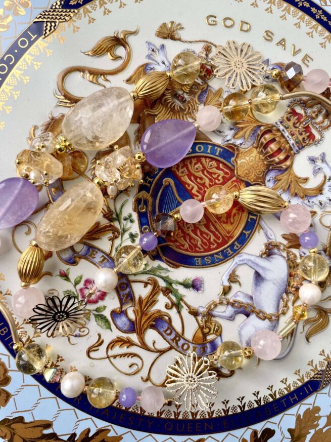collana oro lilla rosa citrino agata chiamata Oro di Napoli foto emozionale