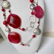 collana rossa agata catena lunga chiamata Red Passion particolare centrale