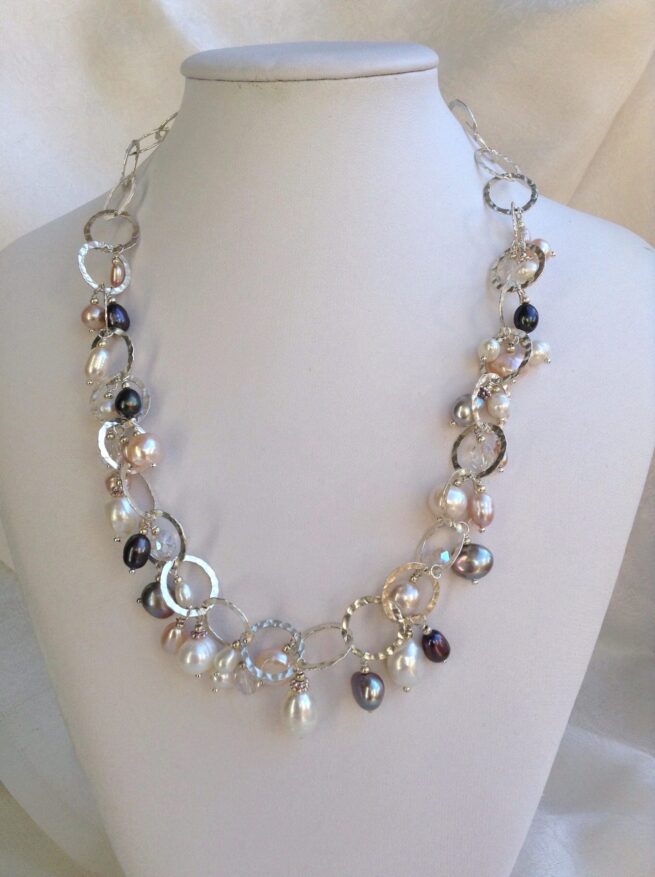 Girocollo Donna in argento e perle, Pallida Luna - immagine 7