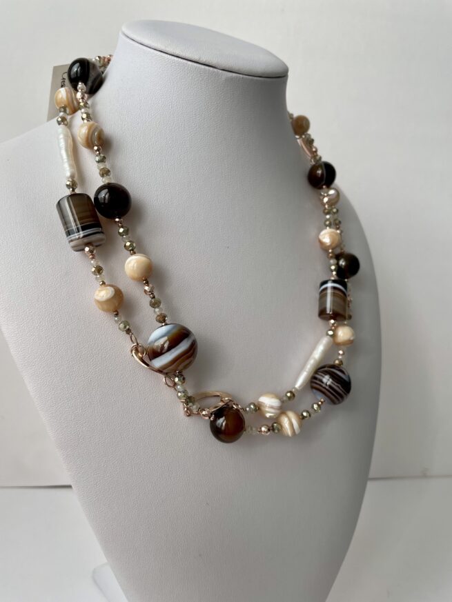 Collana lunga in Pietre dure CASTAGNA - immagine 4