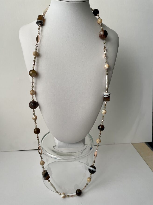 Collana lunga in Pietre dure CASTAGNA - immagine 5