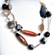 Collana lunga Pietre dure e argento rosa "Pietroburgo" - immagine 2