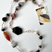 Collana lunga Pietre dure e argento rosa "Pietroburgo" - immagine 5