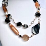 Collana lunga Pietre dure e argento rosa "Pietroburgo" - immagine 4