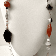 Collana lunga Pietre dure e argento rosa "Pietroburgo" - immagine 7