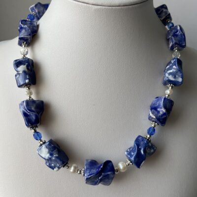 Collana girocollo Bluette ceramica perle nome Deft