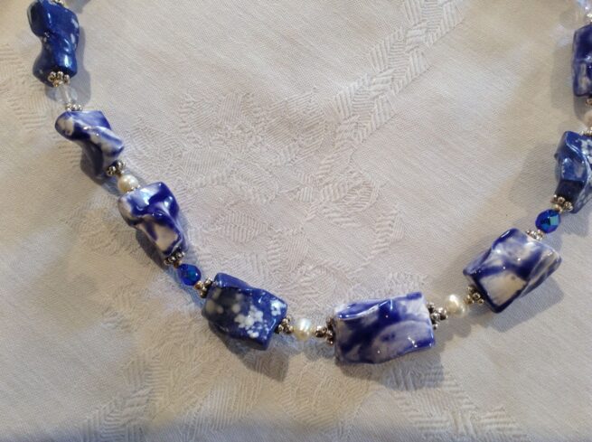 Collana girocollo Bluette ceramica perle nome Deft particolare