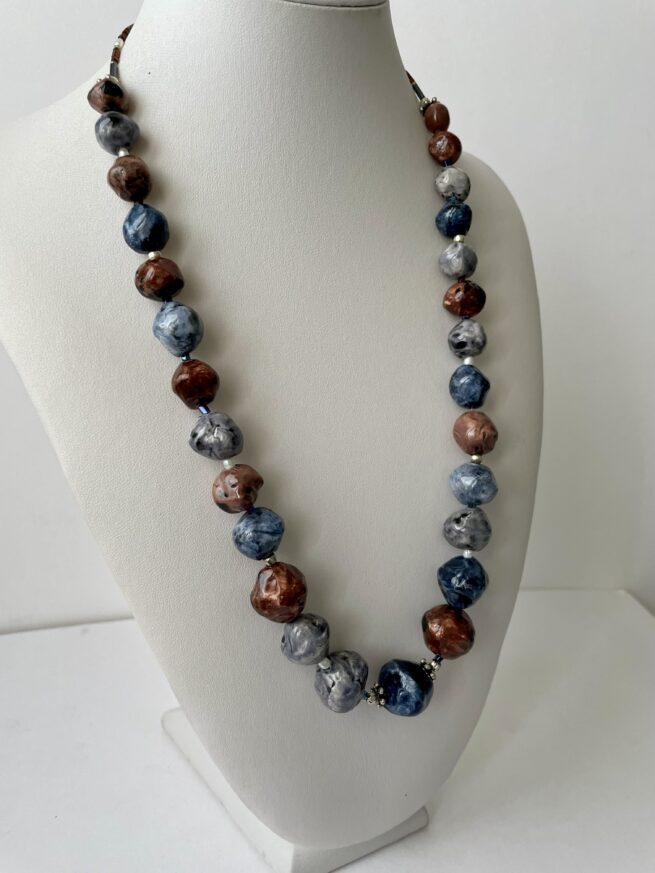 collana blu grigio marrone Lanzarote ceramica - immagine 5