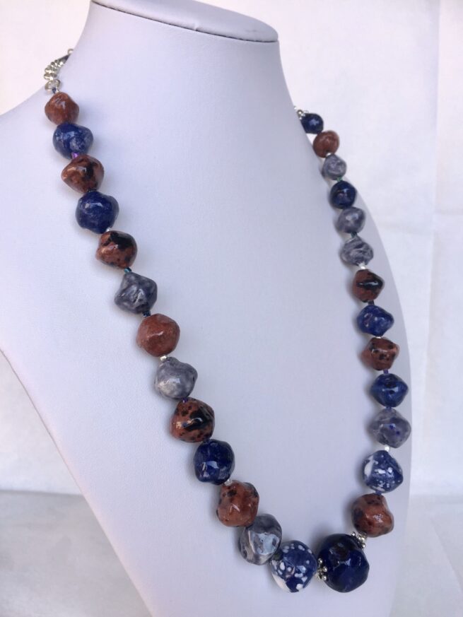 collana blu grigio marrone Lanzarote ceramica - immagine 7