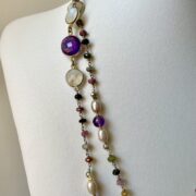 collana lunga tormalina opale ametista argento di nome Settembrina lato sinistro particolare