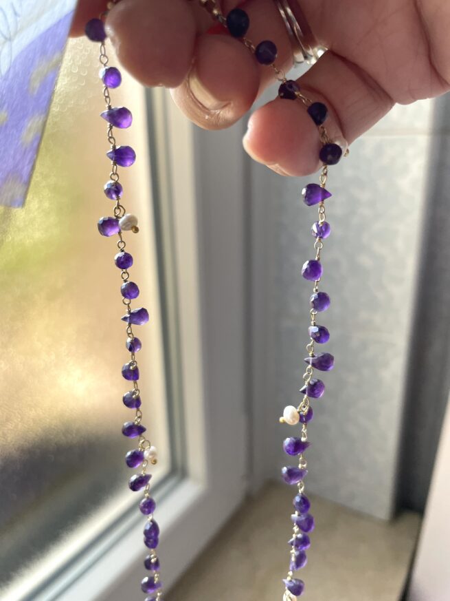 collana rosario ametista e argento Gocce di Viola pezzo unico - immagine 5