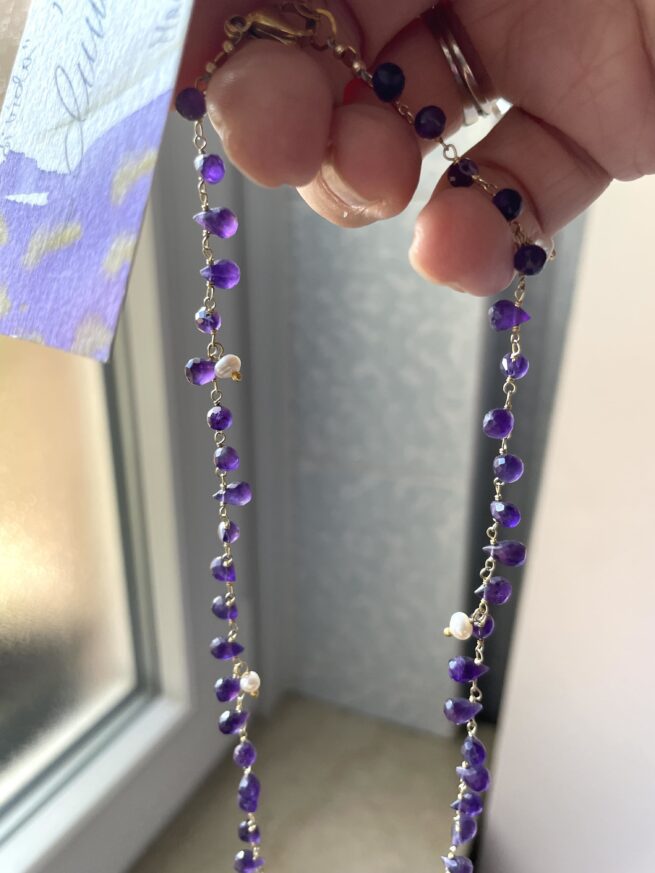 collana rosario ametista e argento Gocce di Viola pezzo unico - immagine 2