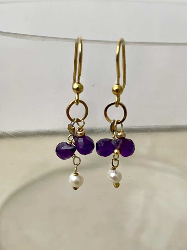 orecchini ametista argento Gocce di Viola pezzo unico - immagine 3