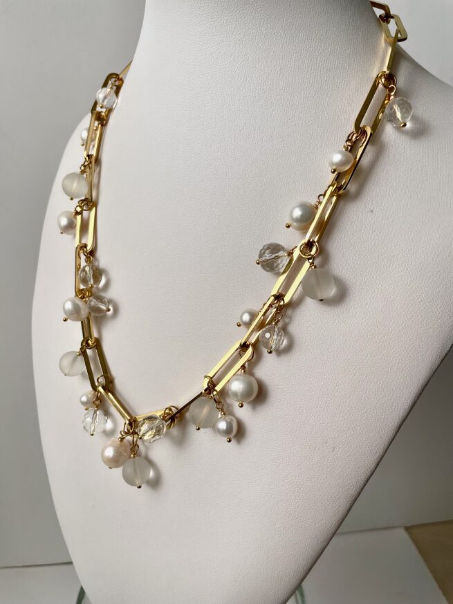 collana Perle Pietre acciaio HIMALAYA regolabile - immagine 4