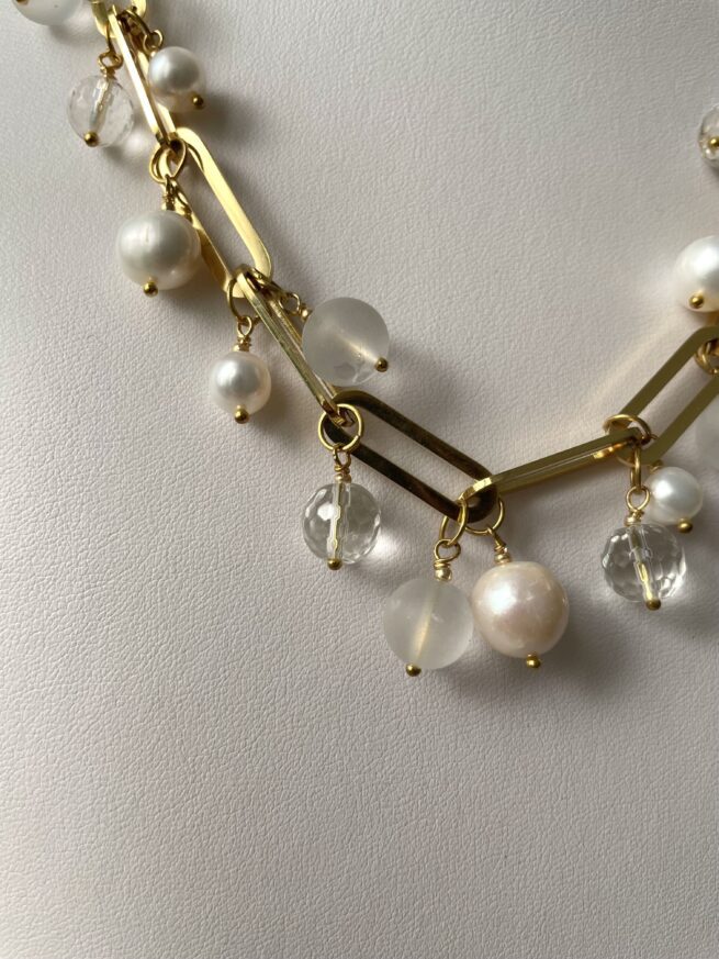 collana Perle Pietre acciaio HIMALAYA regolabile - immagine 6