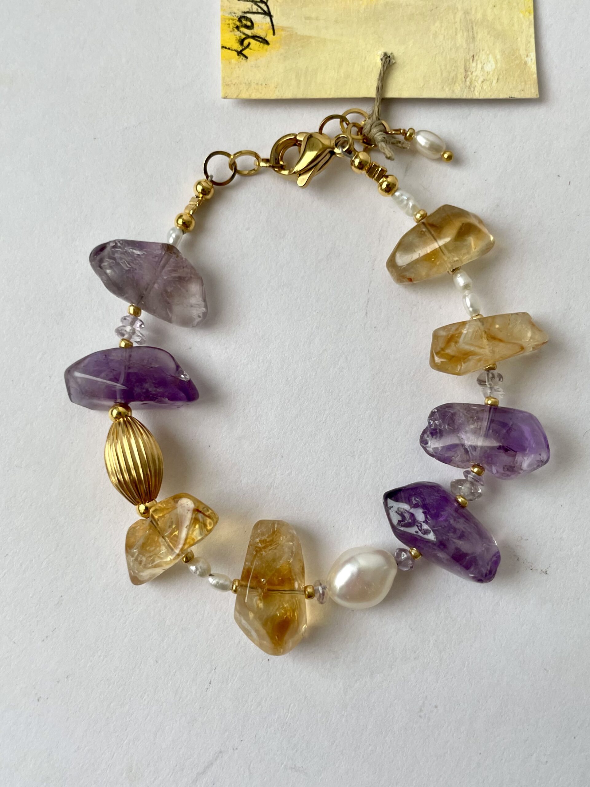 bracciale viola ocra ametista citrino di nome OLYMPIA colori più intensi