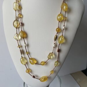 collana a due fili quarzo cristallo di nome DUE FILI COLOR ORO frontale