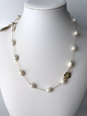 collana perle acciaio dorato chiusura fiore di nome Facile Plus fiore sul lato destro