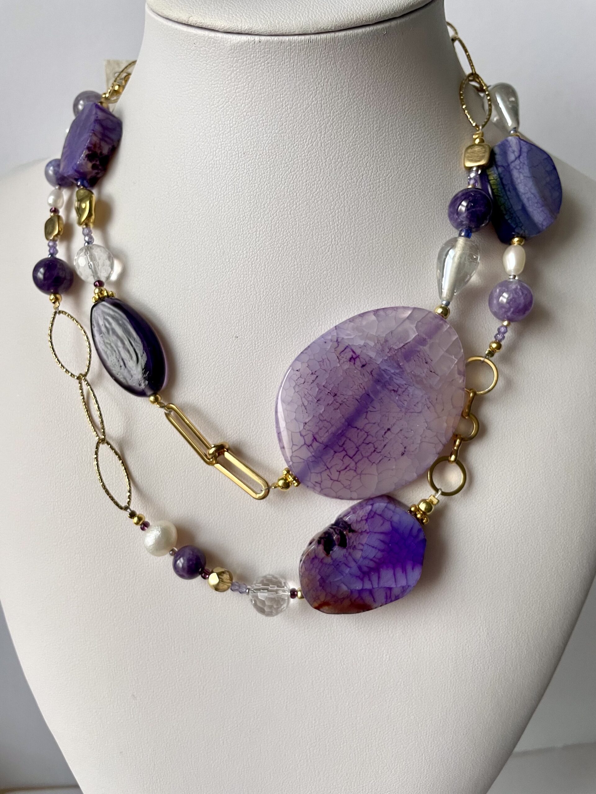 Collana Viola lunga Pietre PROCIDA